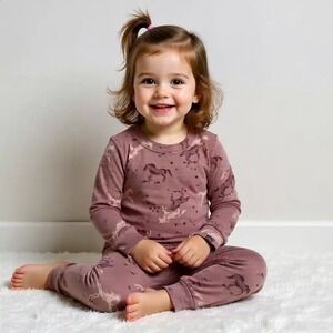 Modern Moments by Gerber Toddler Girls 2Pack Pajamas Horse & Floral Mauve 5T NWT